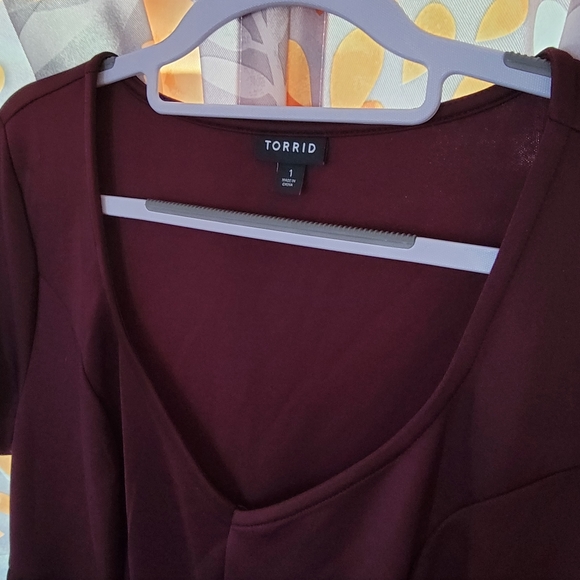 PLUS TORRID Burgundy Scuba Knit Dress - Picture 5 of 7